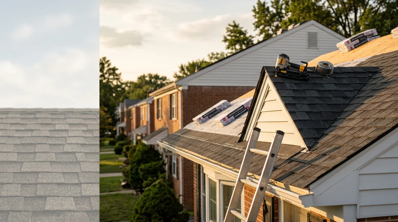 A completed construction and restoration project on a residential and commercial property in Halethorpe, MD. The structure shows finished exterior work typical of Baltimore County building styles.
