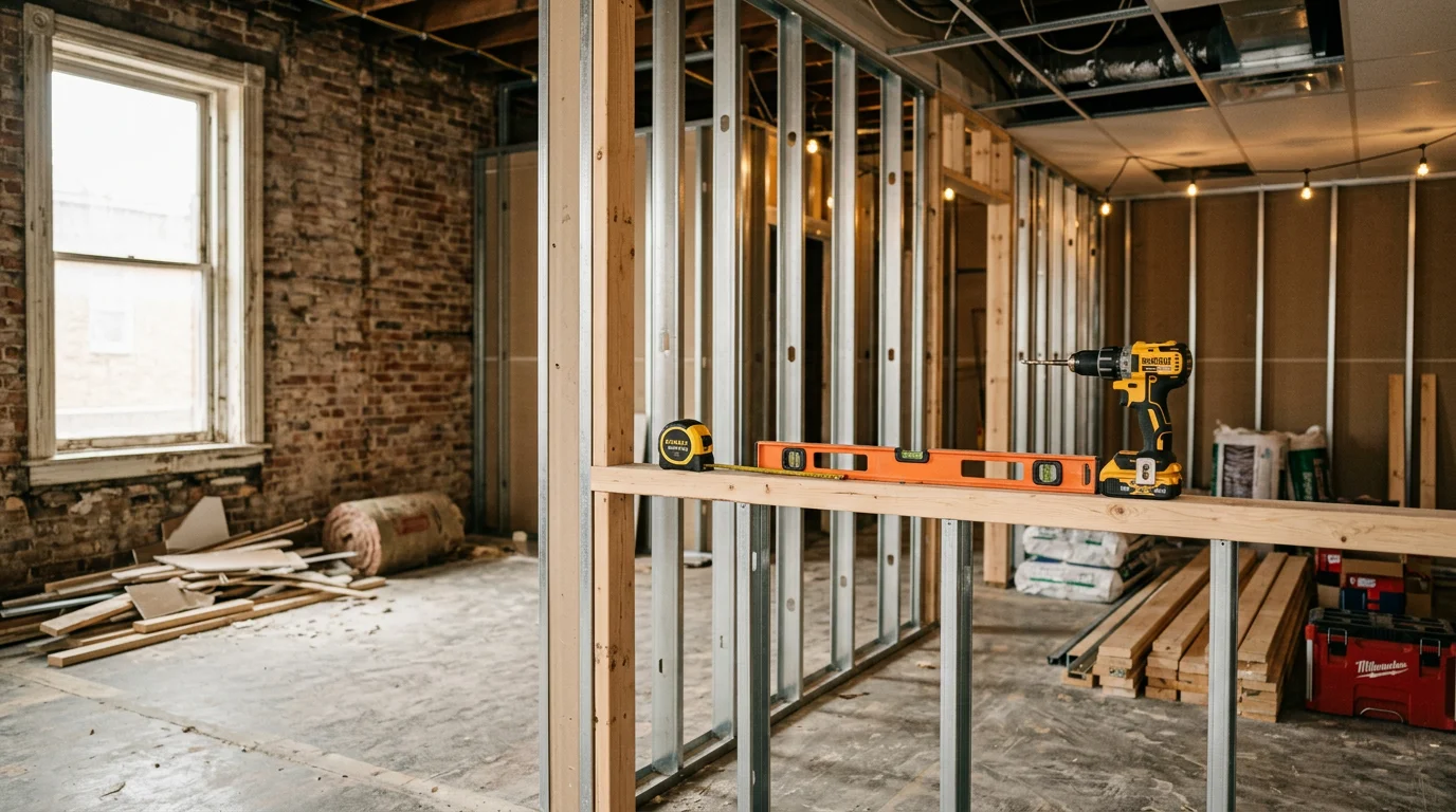 A remodeled commercial interior in Halethorpe, MD showing updated walls, reconfigured layout, and refreshed finishes completed by R&R Construction And Restoration Service's LLC. The space reflects a clean, functional result typical of commercial building remodel work in the Baltimore and Anne Arundel County area.