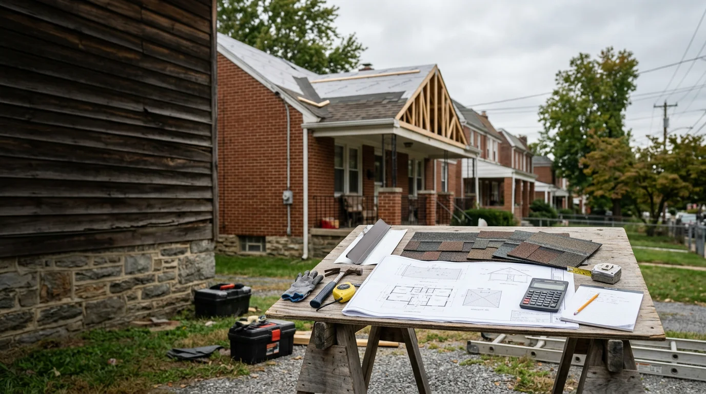 A completed designing and installing project at a residential property in Halethorpe, MD, showing finished construction work on a home exterior. R&R Construction And Restoration Service's LLC crew work visible in a Maryland suburban setting.