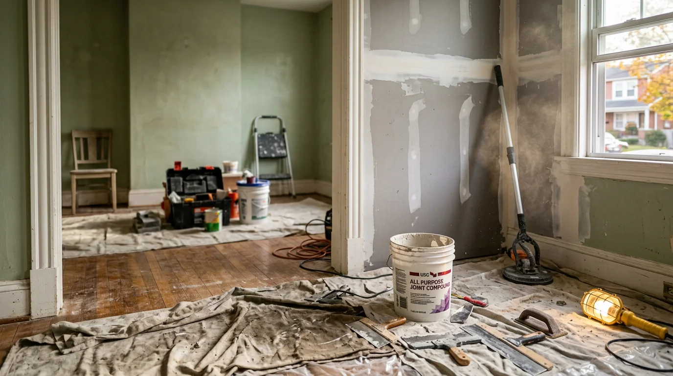 A renovated interior room inside an older single-family home in Halethorpe, MD, showing updated walls, trim, and finishes. R&R Construction And Restoration Service's LLC completed the home improvement work for a local homeowner.