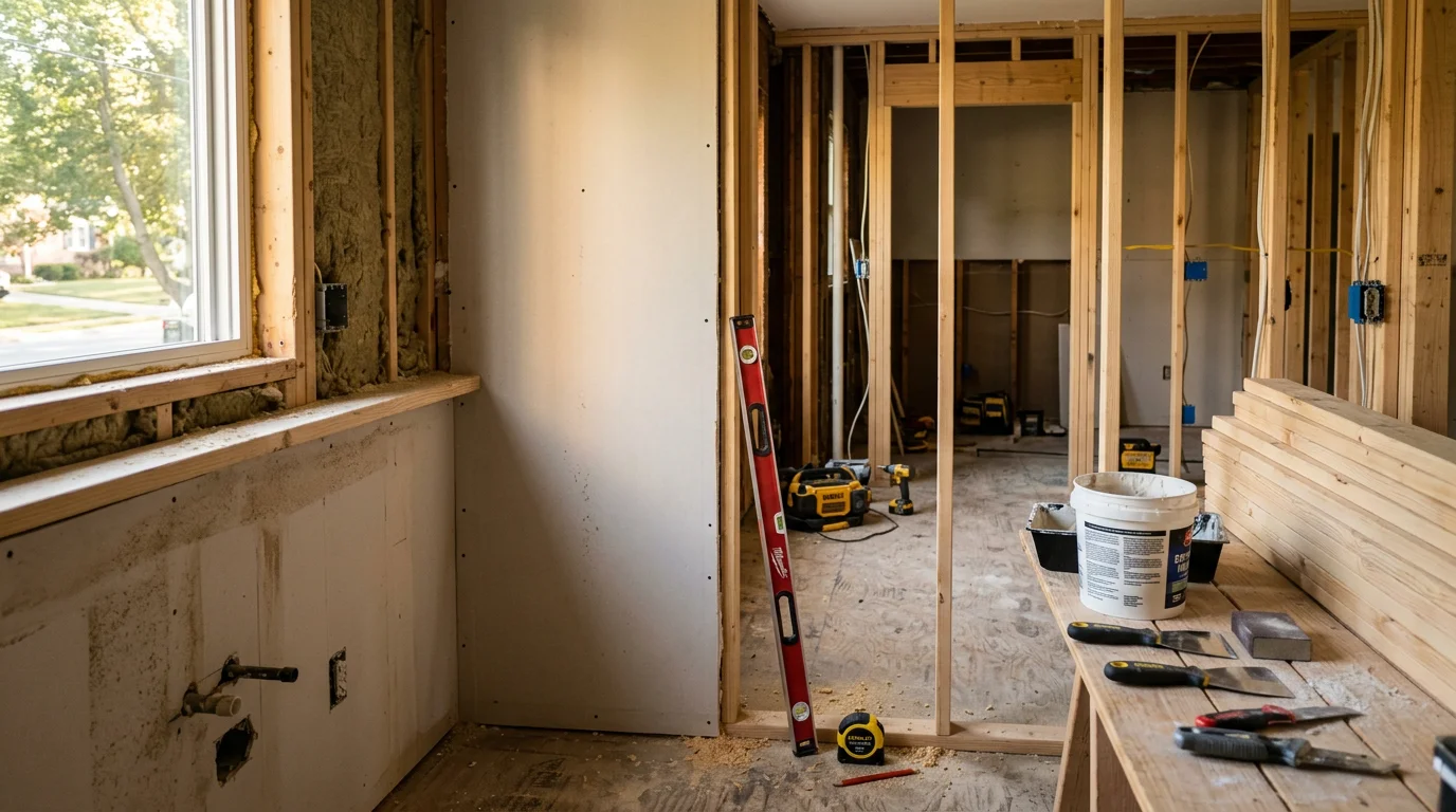 A renovated interior room in a Halethorpe, MD home showing updated walls, trim, and finished flooring completed by R&R Construction And Restoration Service's LLC. The space reflects a clean, practical renovation typical of older Maryland residential properties.