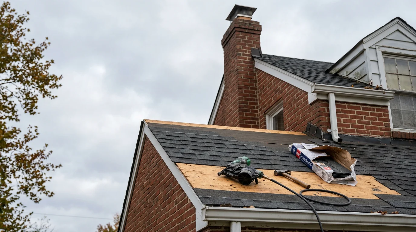 A restored and repaired older single-family home in Halethorpe, MD showing clean exterior construction work completed by a local contractor. The mid-century style property reflects the common housing stock found throughout the Halethorpe and Catonsville area.